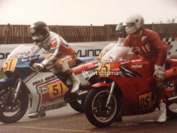 David At Scarborough with Roger Burnett both on Suzuki's