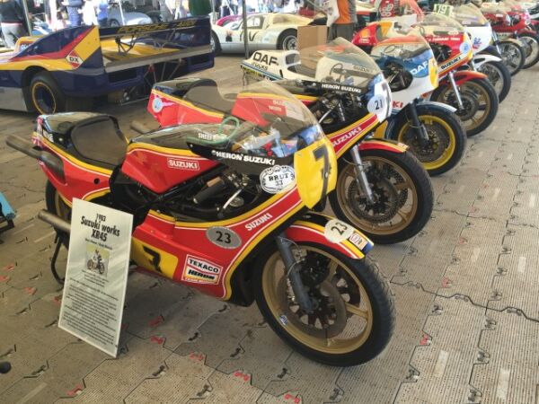 Goodwood Festival Of Speed 2016 XR27 Suzuki ,Tribute to Barry Sheene 40 Years since he won his World Championship, Freddie Sheene Steve Griffith, John Moulds all riding Steve Wheatmans fantastic Machines