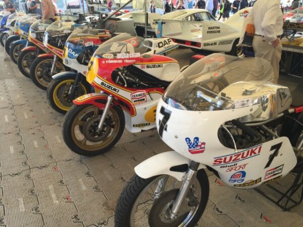 Goodwood Festival Of Speed Tribute to Barry Sheene 40 Years since he won his World Championship, Freddie Sheene Steve Griffith, John Moulds all riding Steve Wheatmans fantastic Machines