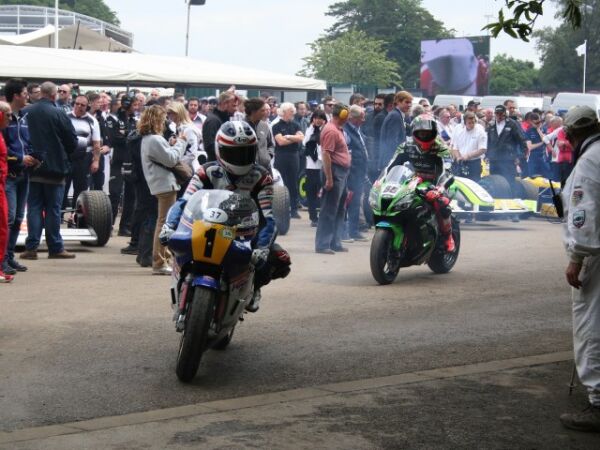 250 cc and 500cc World Champion Freddie Spencer followed by TT rider Kawasaki 2016 Goodwood Festival of Speed