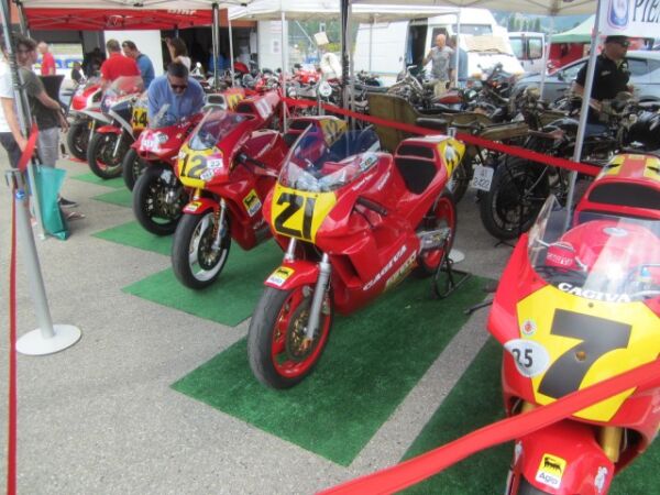 2018 ASI Motor Show Varano de Melagari Parma Italy Classic Team Cagiva Gerry ,Piero and Dr Mauro