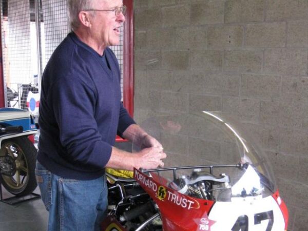 Stan Woods with The SuzukiTR750 at Spa