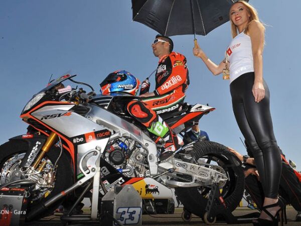 World Superbike Champion 2014 Sylvain Guitoli and Marco Melandri Aprilia RSV4