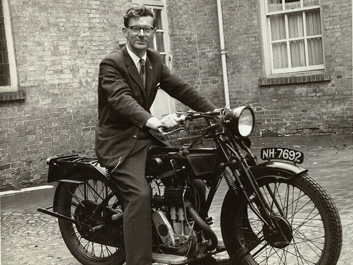 John aboard the Longstroke at Stanford Hall, 1963.