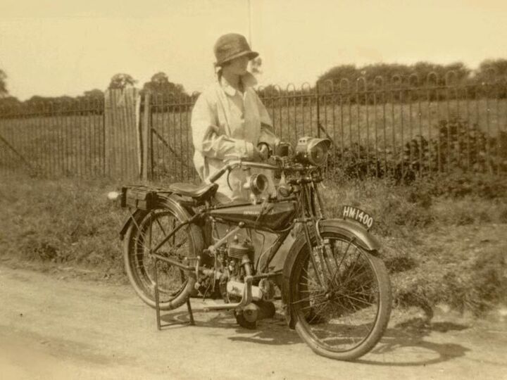 John's mother with her bike back in 1923