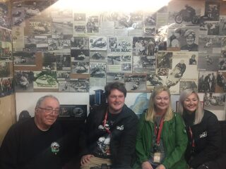 Peter Murray with The Bob Macintyre tribute wall and Bobs Daughter and Grandaughter August 2017 (photo 1 of 2)